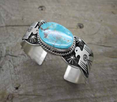  Indian Turquoise Cuff Bracelet -Thunderbird Andy Cadman